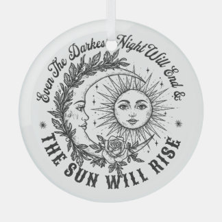 Moon and Sun Face Line Art T-Shirt – Celestial Ske Glass Tree Decoration