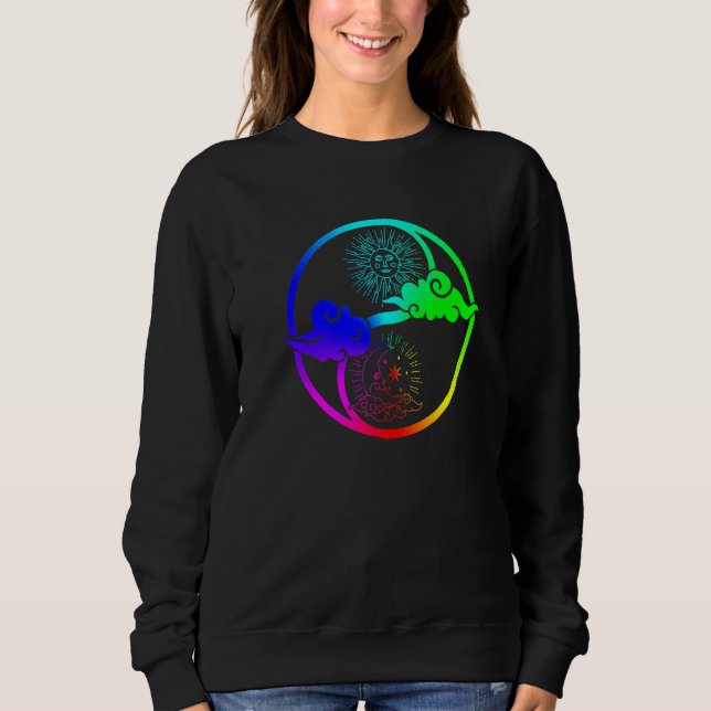 Moon And Sun Om Tree Of Life Buddhist Mandala Yin  Sweatshirt (Front)