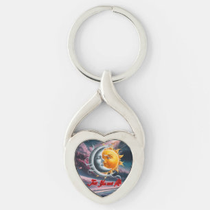 Moon and the Sun dancing together on a Key Ring