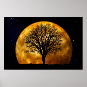 Moon and Tree Poster-Customisable Poster