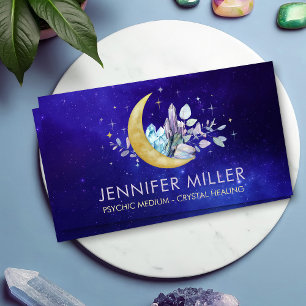 Moon and  Watercolor Crystals Business Card
