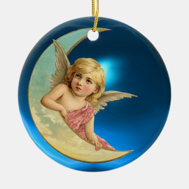 MOON ANGEL CERAMIC TREE DECORATION (Front)