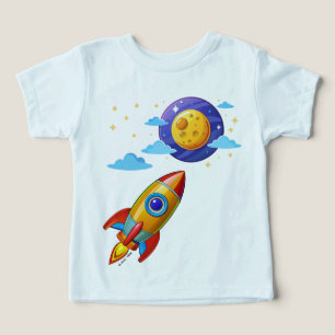 Moon Astronaut Rocket Ship Kids T-Shirt