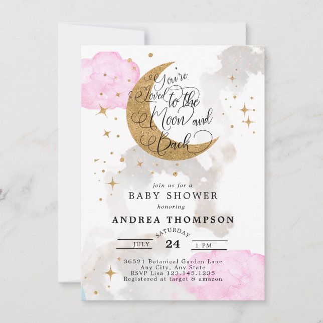 Moon baby shower invitation (Front)