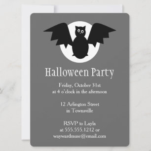 Moon Bat Halloween Party Invitation