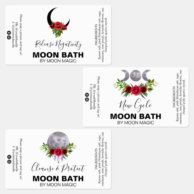 Moon Bath Soak Spell Labels (Group)