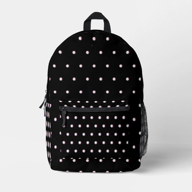 MOON BLACK&white Printed Backpack (Front)