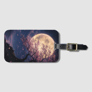 Moon Blossom - Fantasy Cherry Blossoms under the M Luggage Tag