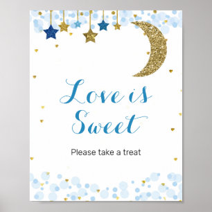 moon blue Watercolor Love is Sweet Sign