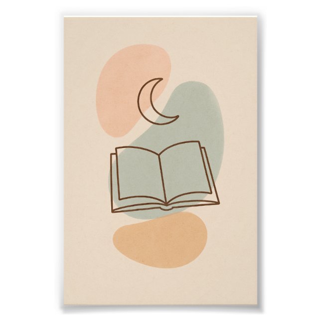 Moon & Book Minimalist Poster (Front)