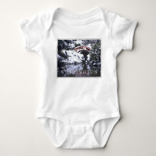 Moon Bridge & Pond in Winter Seattle, Washington Baby Bodysuit