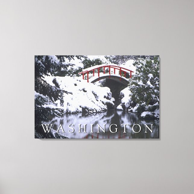 Moon Bridge & Pond in Winter | Seattle, Washington Canvas Print (Front)