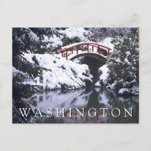 Moon Bridge & Pond in Winter   Thank You Postcard