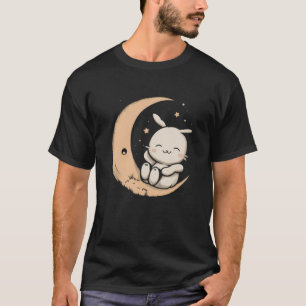 Moon Bunny Rabbit Sitting In Crescent Moon Easter  T-Shirt