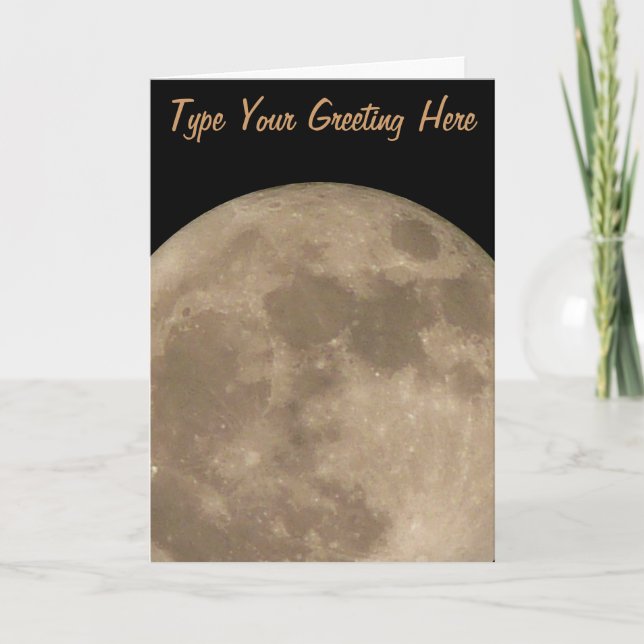 Moon Card Romantic Full Moon Custom Greeting Card (Front)