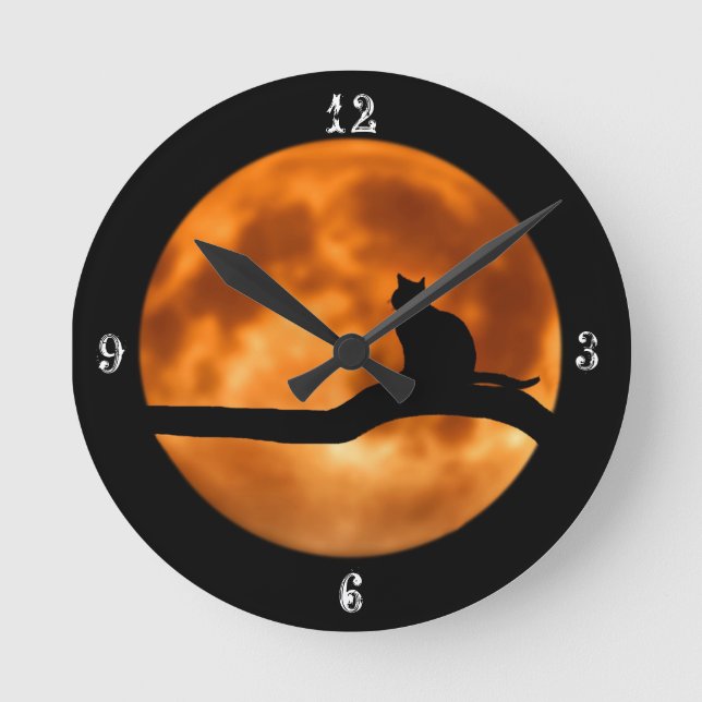 Moon cat modern clock design elegant  (Front)
