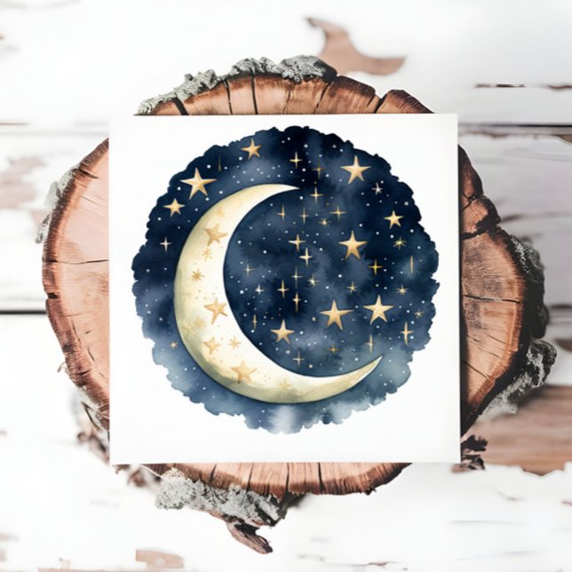 Moon Celestial Baby Shower Stars Space Napkin (Creator Uploaded)