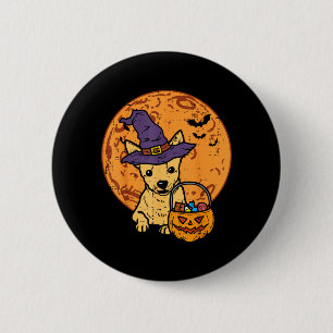 Moon Chihuahua Witch Jack O Lantern Halloween 6 Cm Round Badge