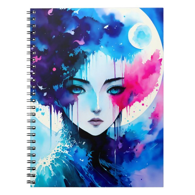 Moon Child Anime Fantasy Art Notebook (Front)