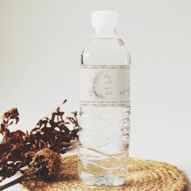 Moon Child | Boho Hippie Baby Shower Water Bottle Label (Creator Uploaded)