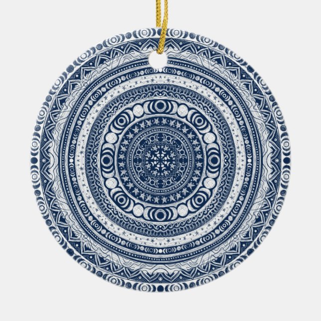 Moon Child Mandala Triple Moon Witch Ceramic Tree Decoration (Front)