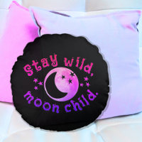Moon Child Stay Wild Pink Black Stars Galaxy