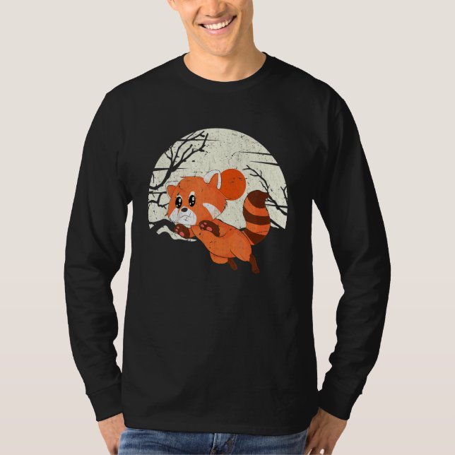Moon China Wildlife Forest Animal Chinese Red Pand T-Shirt (Front)