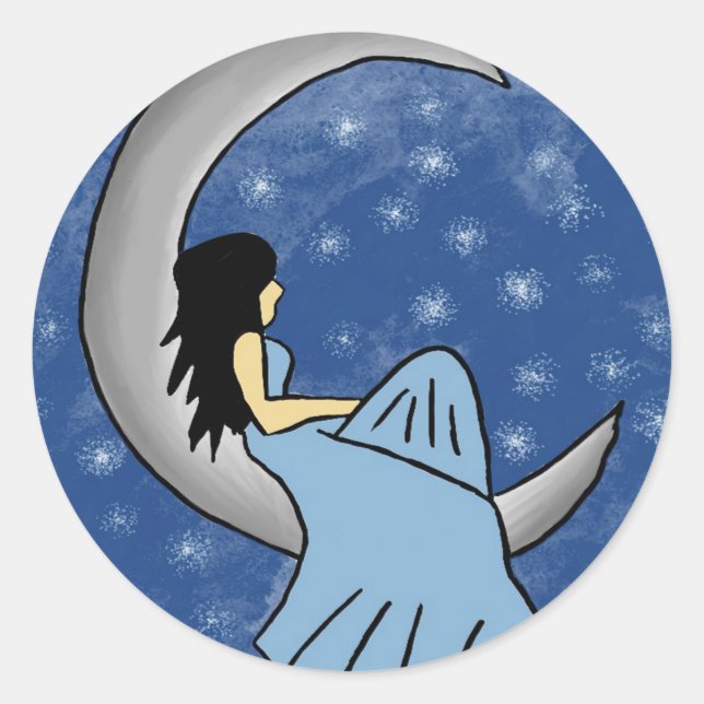 moon classic round sticker (Front)