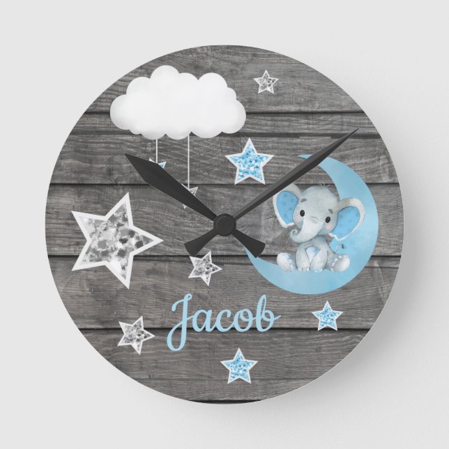 Moon, cloud Wall Clock, Round, Medium Round Clock (Front)