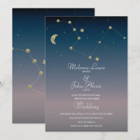 Moon Constellation Gold Foil Wedding Invitation