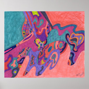 Moon Crashers, abstract art Poster