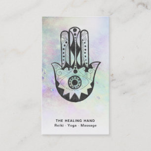 *~* Moon Craters Hamsa Hand of Fatima Rainbow Business Card