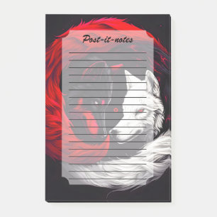 Moon Crimson Red White Wolf Post-it Notes