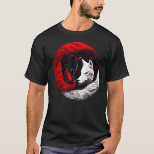 Moon Crimson Red White Wolf T-Shirt