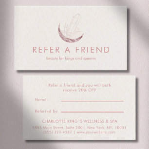 Moon Crystal Energy Healer Salon Beige Referral Card