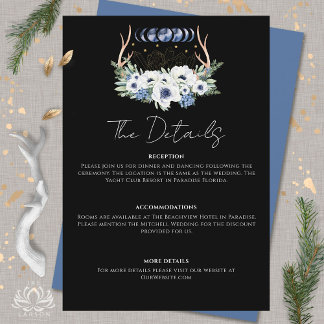 Moon Crystals Flowers Boho Metaphysical Wedding Enclosure Card