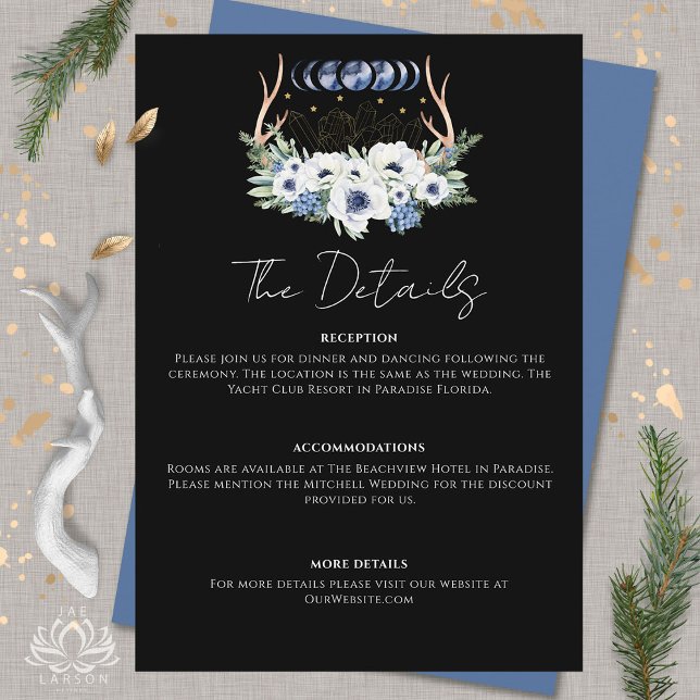 Moon Crystals Flowers Boho Metaphysical Wedding  Enclosure Card (Moon Crystals Flowers Boho Metaphysical Wedding Enclosure Card by Jae Larson Designs)