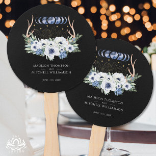 Moon Crystals Flowers Boho Metaphysical Wedding  Hand Fan