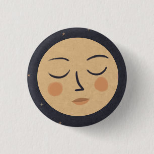 Moon cute face 3 cm round badge