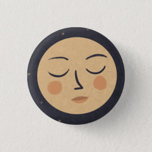 Moon cute face 3 cm round badge