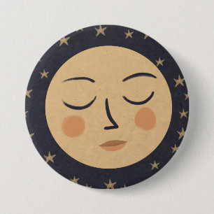 Moon cute face 7.5 cm round badge