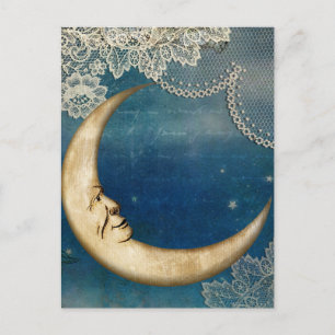 Moon Decoupage Postcard Celestial Art Greeting