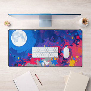 Moon Desk Mat – Aesthetic Lunar Phases, Full Moon,