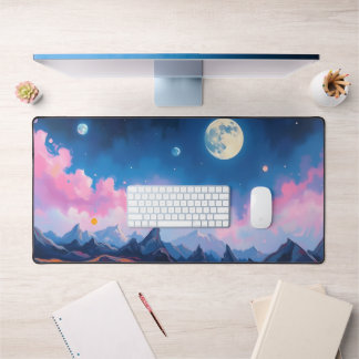 Moon Desk Mat – Aesthetic Lunar Phases, Full Moon,