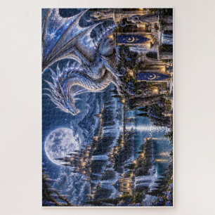 Moon Dragon - Enchanted Lunar Kingdom Jigsaw Puzzle