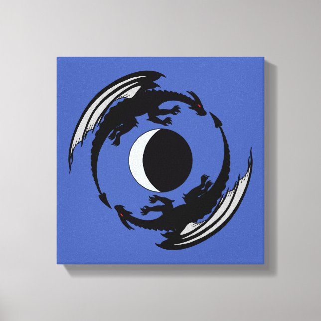 Moon Dragons Fantasy Design Canvas Print (Front)