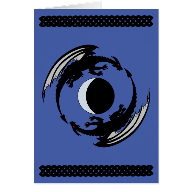 Moon Dragons Fantasy Design Greeting Card (Front)