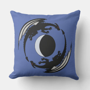 Moon Dragons Fantasy Design Outdoor Pillow