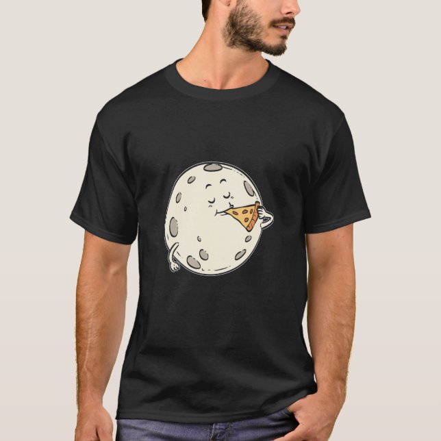 Moon Eating Pizza Pizza  T-Shirt (Front)