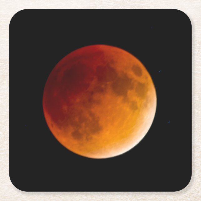 Moon Eclipse Blood Moon | Mendota Heights Square Paper Coaster (Front)